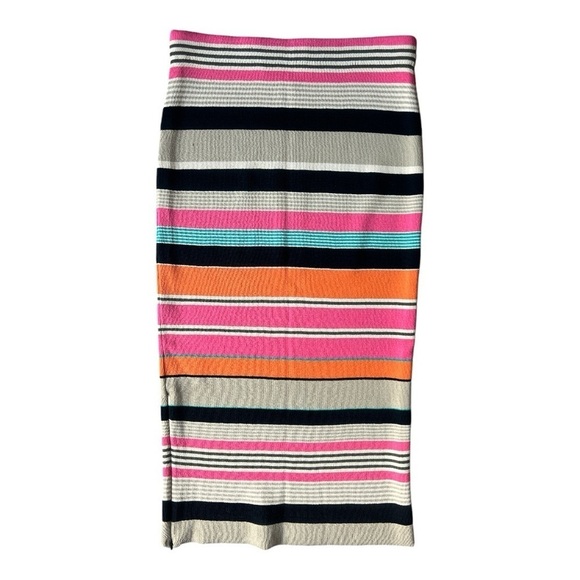 Tracy Reese Multicolored Slim Striped Pull On Pencil Skirt Zippered Slit, Small - Picture 2 of 12